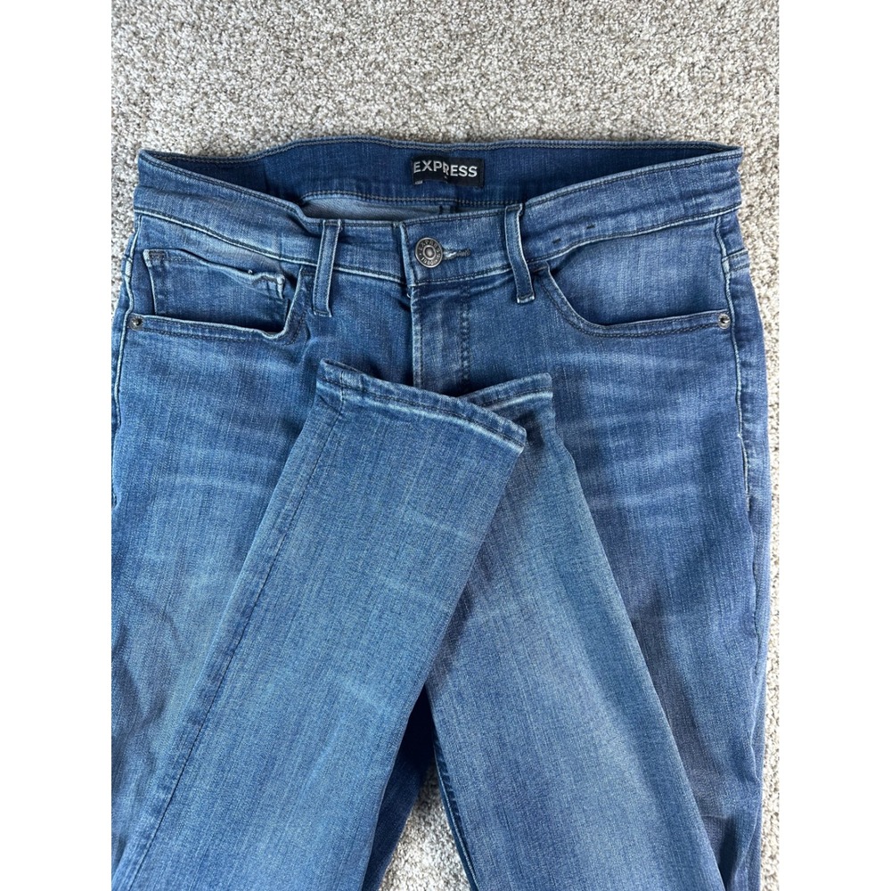 Express Denim Perfect High Rise Legging Jeans Blue Medium Wash Skinny Size 10